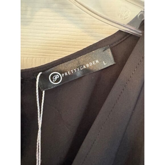 Prettygarden Womens Sleeveless Black Draped V-Neck Maxi Dress Large NWT - Picture 7 of 11